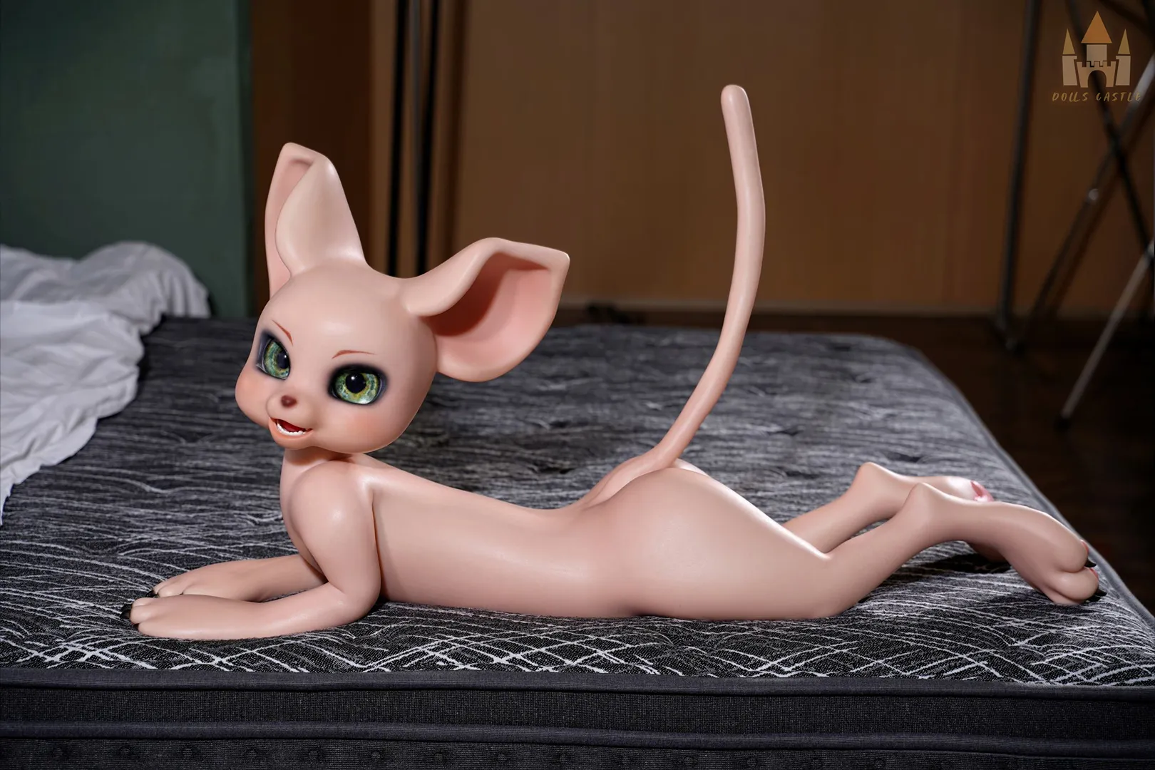 100CM Fur Fapdolls Cream Mouse Furry Silicone Doll